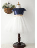Navy Blue Sequin Ivory Tulle Short Flower Girl Dress Navy Blue Sequin Ivory Tulle Short Flower Girl Dress